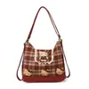 Mochila de Niña de Dibujos Animados Estilo Nuevo Cuadros Hello Kitty Ligera Versátil Bolso Cruzado Bolso de Hombro Simple Casual Transfronterizo