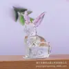 Artesanato de Cristal de Luxo Leve: Ornamento de Mesa Coelho de Champanhe Colorido com Superfície Lisa para Sala de Estar, Quarto e Decoração de Carro, Novo Produto Transfronteiriço
