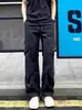 Pantalones cargo de paracaídas plisados de verano estilo callejero americano transfronterizos, pantalones casuales de pierna ancha y pierna curva de corte holgado de moda para hombre