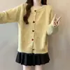Suéter Abrigo Cardigan de Punto Gris con Botón de Corazón para Chica Dulce para Mujer, Nuevo Estilo Otoño, Tallas Grandes para Chicas de Tallas Grandes, Chic Coreano