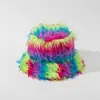 Chapéu de Pescador de Pele de Coelho Sintética Infantil Outono e Inverno Rosto Exposto Chapéu de Cobertura Facial Peludo Pequeno Chapéu de Bacia Quente da Moda Proteção de Orelha Cabeça Grande Wai
