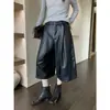 ICCIICC Trece Líneas Pantalones de Globo Elegantes y Modernos para Adelgazar de Siete Décimas Partes Pantalones de Cuero de Pierna Ancha para Mujer Modelo de Otoño 2347