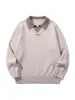 Yidao Vintage Outono 2026 Novidades Estilo Old Money Suéter Falso Duas Peças Gola Lapela Masculino Pulôver Solto Tricô Polo