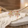 Brincos de tarracha de fogo de artifício coloridos e deslumbrantes com diamantes, doces e com alto apelo estético de dopamina, brincos super fofos e atmosféricos para mulheres
