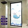 Película Adhesiva de Vidrio Azul para Cocina, Diseño de Ballena para Puertas y Ventanas, Bonita Protección de Privacidad, Cobertura Completa, Protección Solar, Acabado Escarchado Translúcido