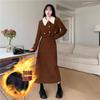 Traje de pana estilo francés Shanli Dadi, recién llegado, abrigo de cuello de muñeca de manga larga para otoño e invierno, largo medio.