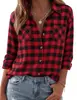 2026 Amazon Europa y América comercio exterior transfronterizo otoño nuevo camisa casual de cuadros suelta con botones de manga larga para mujer