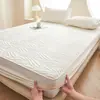 Juego de Sábana Bajera Ajustable de Algodón Crudo y Fibra de Soja de Clase A, Juego de Tres Piezas, Protector de Colchón Impermeable Acolchado con Barrera contra la Orina, Venta al por Mayor