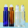 Botella de Vidrio de 10 ml con Bola Rodante y Tapa de Madera con Textura, Botella Roller para Perfume, Botella Dispensadora de Muestras Cosméticas, Botella de Vidrio Esmerilado para Aceites Esenciales