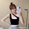 Top de dos piezas falso de primavera y verano, corte irregular, ajustado, con almohadilla para el pecho, chaleco interior, tirantes exteriores, ropa interior para mujer
