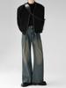 Jeans Anchos Retro Sueltos Estilo INS de Corea del Sur para Hombre y Mujer Pantalones de Pierna Ancha con Pliegues Pantalones Lavados Caída Rectos Pantalones de Moda