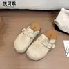 Sandálias Meias de Couro Genuíno com Solado Grosso Aumentadoras de Altura Costas Abertas Femininas 2026 Nova Chegada de Outono Slip-On Sapatos Birkenstock Sapatos Casuais Retro de Caminhada