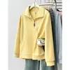 Nueva colección de otoño para mujer talla grande: top casual retro de manga larga, adelgazante, con media cremallera, para mujeres con curvas, estilo 1004