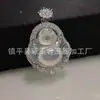 Colgante de Buda de Calcedonia Blanco Hielo Incrustado Plateado de Alta Calidad, Colgante Incrustado de Buda Maitreya de Ágata Natural para Mujer