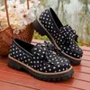 Mocasines de suela gruesa de comercio exterior transfronterizos, nuevo modelo de verano 2026, zapatos sin cordones con decoración de lazo de lunares para mujer