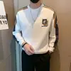 Sudadera bordada de primavera y otoño para hombre, nueva marca de moda de 2024, con cuello redondo, sudadera de manga larga, parte superior básica
