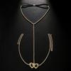 Nuevos productos transfronterizos, cadena de pierna de amor doble con cuerda elástica de diamantes completos, cadena corporal de diamantes de imitación sexy europea y americana para mujeres