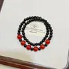 "Paisagem de Meia Cidade" Pulseira de Contas de Madeira Novo Estilo Chinês Antigo Camada Dupla Empilhada Pulseira para Namorada Casal para Mulheres