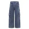 Pantalones de trabajo vintage de pana desgastada para hombre, estilo punk, marca de moda, diseño holgado de pierna ancha multibolsillos, pantalones de pierna recta