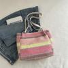 Bolsa de Ombro Listrada Colorida Estilo Hong Kong Verão 2024 Férias Praia Axila Fashion Casual Bolsa Tote Estilo Ocidental