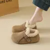 Zapatos Birkenstock Peludos para Mujer Invierno 2026 Temperamento Moderno Nuevo Estilo Suela Gruesa Slip-on Cálidos de Piel Zapatos de Algodón Tipo Frijol