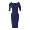 Vestido sexy y seductor de cuello cuadrado, ajustado al cuerpo, de manga media, colección de otoño temprano 2026, estilo sofisticado y maduro, vestido bodycon para mujer