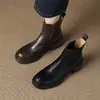 Botines Chelsea de Suela Gruesa Suave con Cremallera Trasera Estilo Nuevo Completamente de Piel por Dentro y por Fuera Tacón Alto Grueso de 6 cm Botines Cortos con Forro de Piel Genuina y Felpa