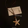 Collar Largo de Alta Gama Hecho a Mano Estilo Coreano Ins Temática Oceánica Estrella de Mar, Cadena para Suéter Retro Ajustable de Nicho