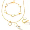 Conjunto de joyería en forma de corazón más vendido transfronterizo europeo y americano: pulsera con forma de corazón, pendientes, collar, anillo, juego de accesorios para mujer de varias piezas