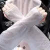 Mangas de Hielo de Encaje de Verano Estilo Hada Suave Protección Solar, Mangas Sueltas Finas de Hielo de Seda para Proteger del Sol al Conducir al Aire Libre, Mangas para Brazos de Hielo de Seda para Mujer