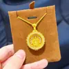 Liga de Cobre Novo Estilo Chinês Tradicional Incrustado Diamante Deus da Riqueza Amarelo Caixa Gawu Pingente Ouro Imitação Vajra Redondo Pingente Acessório