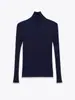 Exportación Transfronteriza Otoño e Invierno 2025 Nuevo Estilo Europeo y Americano Cuello Solapa Manga Larga Ajustado Versátil Color Sólido Jersey de Punto Pulóver para Mujer