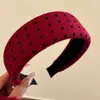 Diadema de Ala Ancha con Lazo de Puntos Rojos Estilo Coreano para Mujer, Elegante Diadema Alta con Acabado de Lujo