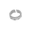 Anillo abierto de circonita ultra brillante con diseño de nicho moderno, ligero, lujoso, de alta gama, exquisito, distintivo, para mujer.