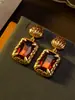 Pendientes de Cristal Geométricos Vintage Estilo Palacio para Azúcar con un Toque Elegante y de Alta Gama, Pendientes de Botón Vintage de Cristal
