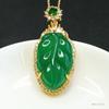 Colgante de Calcedonia Verde Natural Guan Yu Ágata Rama Dorada Hoja de Jade Collar Transmisión en Vivo Fábrica Venta al por Mayor Dropshipping S2102009