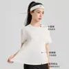 Camiseta de protección solar estilo Lulu, top de yoga, secado rápido, tacto frío, deportiva casual, transpirable, cómoda, corte ajustado, adelgazante, manga corta