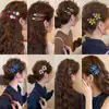 Novedad 2026 Pinza para el Cabello con Perlas y Flores en Contraste Azul y Rojo para Mujer, Pinza Lateral Estilo Coreano, Accesorio para el Cabello de Pinza para Flequillo de Alta Gama