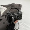 Bolsa de Mão Moda Coreana Feminina Nova Simples Bordado Romboidal Pequena Quadrada Verão 2024 Casual Tendência Bolsa Transversal