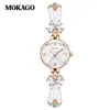 Reloj Pulsera de Perlas Mokago Gama Alta Lujo Ligero Mariposa Fritillaria Aleación Reloj para Mujer Resistente al Agua Correa de Cobre Reloj de Cuarzo