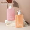 Pet330Ml Rosa Laranja Plástico Transparente Garrafa Quadrada Limpador Facial Garrafa de Gel de Banho Loção Corporal Garrafa Cosmética