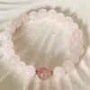 Pulseira de cristal rosa natural pulseira de cristal morango pulseira de moda feminina pulseira rosa pequena e fresca em estoque atacado