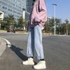 Jeans de Color Claro de Cintura Alta para Mujer, Tubo Recto Suelto, Primavera y Otoño Nuevo, Combinación con Todo, Pierna Ancha, Alto y Delgado, Chic, Pantalones Estilo Hong Kong