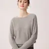 Suéter Feminino 100% Caxemira Pura Estilo Simples Gola Redonda Malha Waffle Calibre 12 Design Pulôver Malha de Caxemira