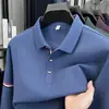 Nova Camisa Polo Masculina de Manga Longa com Gola Lapela 100% Algodão para Primavera e Outono Camiseta Casual de Negócios Masculina 100% Algodão para Homens