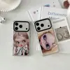 Estojo Estilo Coreano com Borda Reta Espelhada Barbie Adequado para Apple 17 Pro Max, iPhone 16 Pro, Fofo 15P Anti-Queda