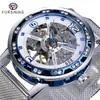 Nuevo Reloj Forsining para Hombre, Moderno, Casual, Clásico, Correa de Malla a la Moda, Diseño Hueco con Pedrería, Reloj Mecánico Manual