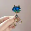 Broche de Gato Elegante Retrô de Liga Strass Transfronteiriço Personalizado Criativo Feminino para Terno Casaco Corsage Joia Pino