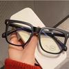 Gafas Retro de Marco Negro Grande con Espejo Plano Anti-Luz Azul para Mujer Sin Graduación Artefacto de Maquillaje Sencillo Normcore Gafas Terminadas para Hombre