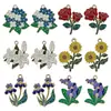 Mistura de 6 Tipos de Flores Artificiais com Gotejamento de Óleo, Rosas, Lírios, Pingentes de Phalaenopsis, Acessórios para Bolsas DIY, Chaveiros, Joias Pendentes